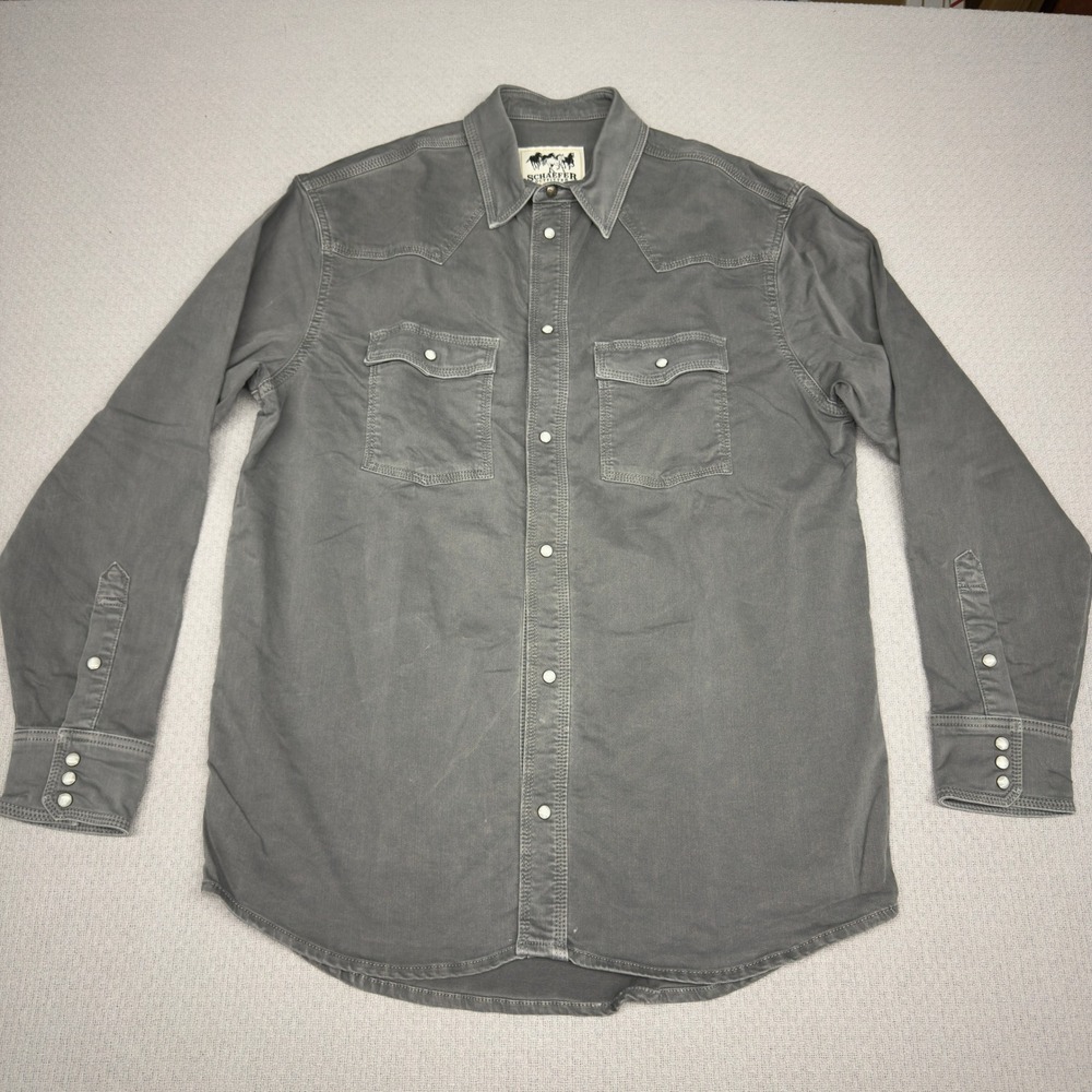 Schaefer Outfitter Pearl Snap Shirt Mens Large Gray Western Cowboy Workwear